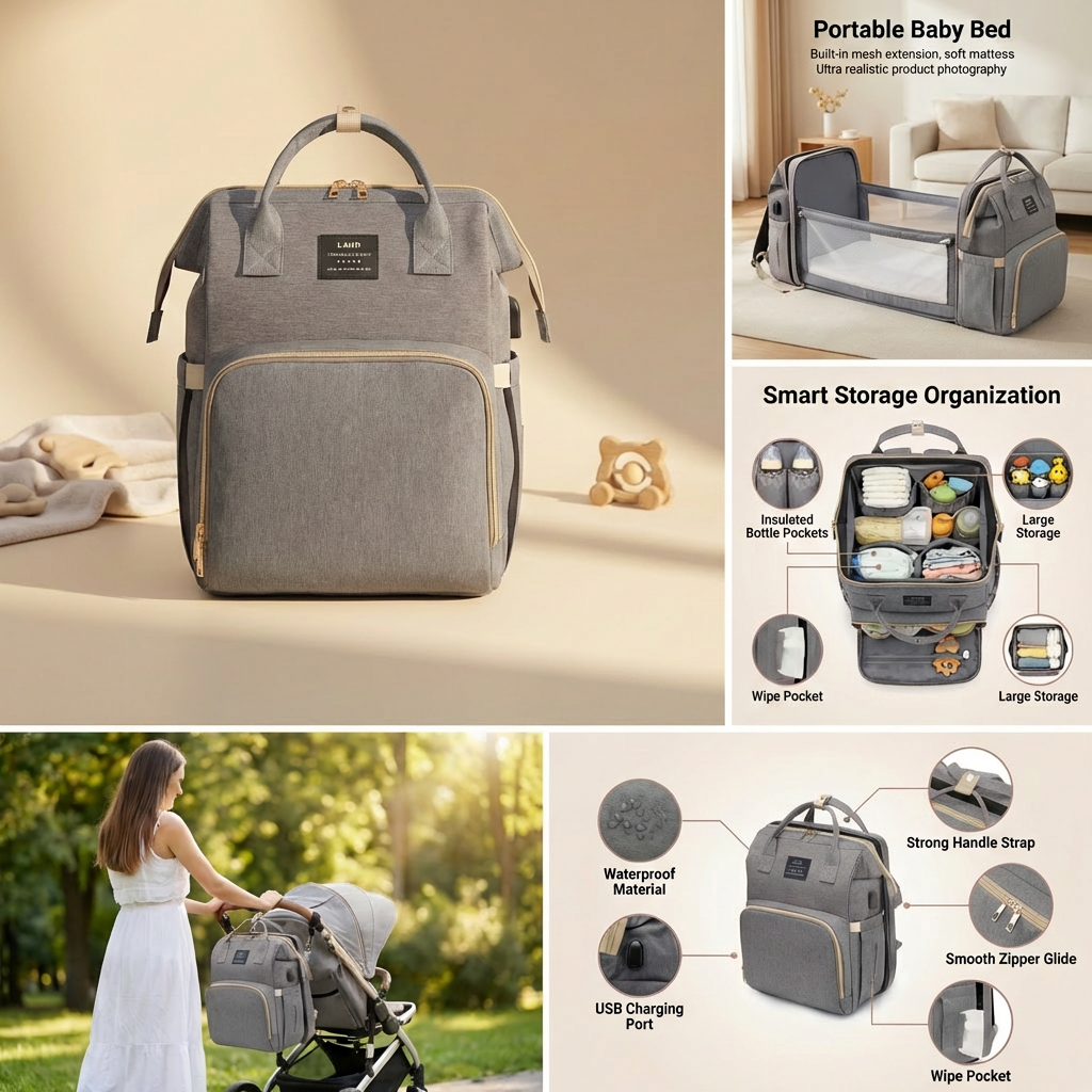 3-in-1 Convertible Baby Travel Crib Backpack ✨🍼