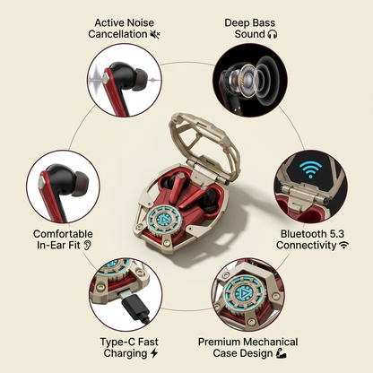 Iron Man Inspired ANC Wireless Earbuds ✨